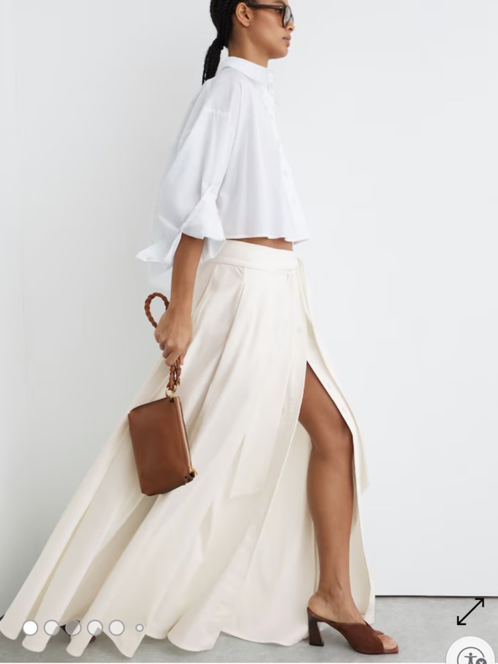 Reiss Simone Cotton-Blend Pleated Maxi Skirt in Ivory
